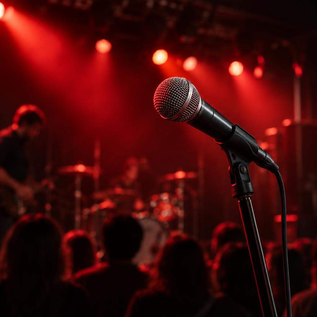 Microphone under red stage lights